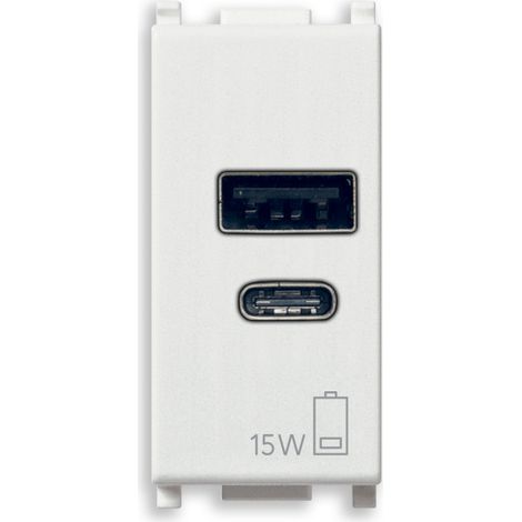 VIMAR - 14292.AC.15 Alimentatore USB A+C 15W 5V 1M bianco