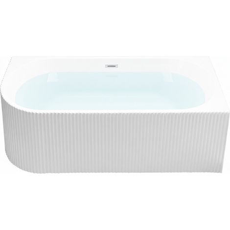 Vasca moderna angolare sinistra 170 x 80 cm Acrilico finitura scanalata Bagno Bianco oopaco Gocta (1/5)