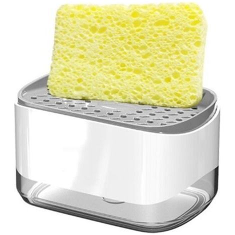 Dispenser di sapone liquido 2 in 1 con porta spugna, dispenser per detersivo per piatti, dispenser manuale in plastica con pompa per lavello da cucina e bagno. (1/5)