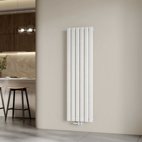 EMKE Heizkörper Flach Design Paneelheizkörper Mittelanschluss Vertikal, Einlagig, Weiß, 160x46 cm, 850 W Warmwasser Zentralheizung (1/5)