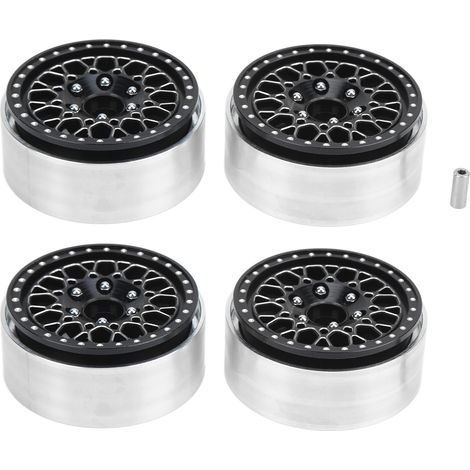 Stück 1,9-Zoll-Radnaben aus Aluminiumlegierung für RC-Crawler-Cars, Felgen für Axial SCX10 90046 1/10 Schwarz Silber (1/5)