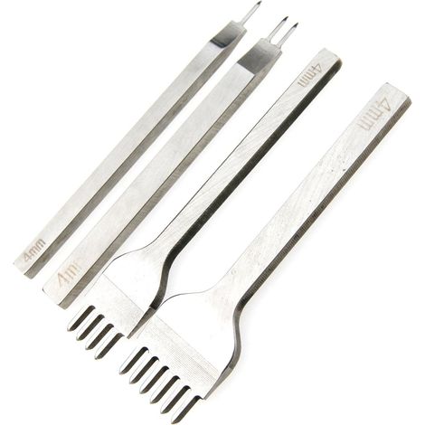 MINKUROW 4-teiliges Locher-Werkzeug-Set, 4 mm Diy-Leder-Set, Lederhandwerk-Locher-Werkzeuge, Krallenstanzer, Lochnähen, Diamantschnürung, für Lederlöcher, Diy-Lederhandwerk