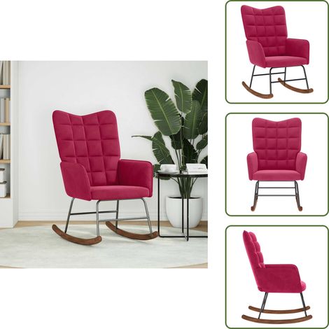vidaXL Chaise à bascule Rouge bordeaux Velours (1/5)