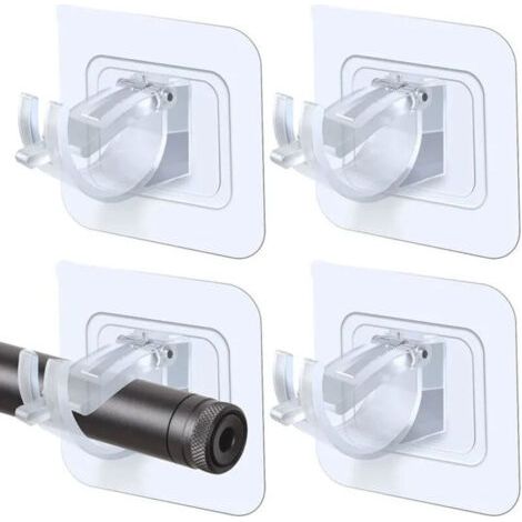 Pair Lot de 4 supports de tringle à rideau sans perçage,support de tringle fixe autocollant pour salle de bain