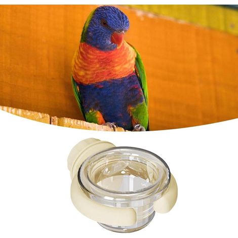 Off-White Round Bird Cage Feeding Bowl  Daily Food Container for Pet Parrots