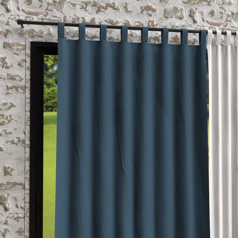 Rideau à pattes en microfibre lavée 135x250 BOHEME bleu canard, par Soleil d'Ocre (1/2)