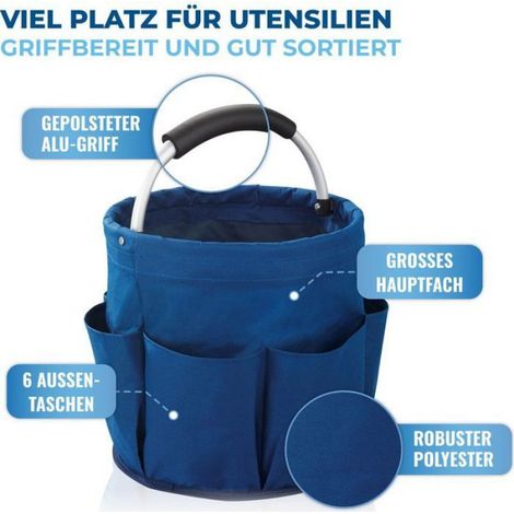 Sac de Rangement pour Outils - Polyester - 6 Poches Extérieures - Pour Jardin Garage Voiture - Bleu - 1 Pièce (1/5)