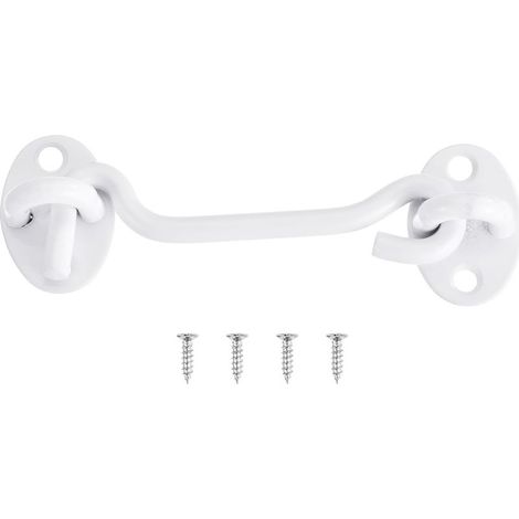 Verrou de porte de grange à crochet et œillet de 100 mm en acier inoxydable pour fenêtre, cabine, porte coulissante,blanc (1/5)