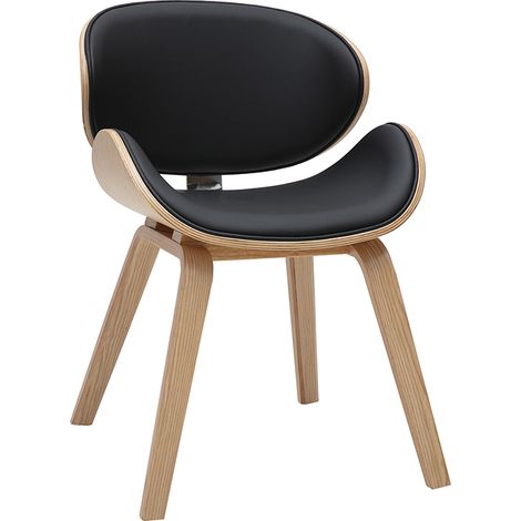 Schwarz und helles Holz Designstuhl WALNUT