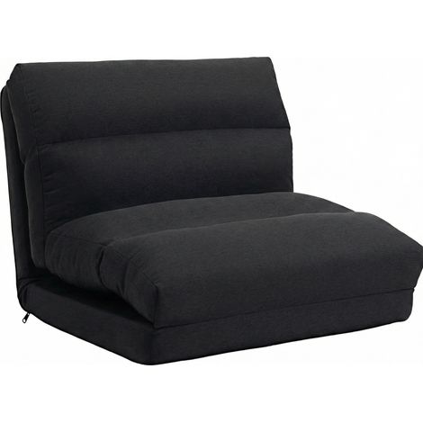 Sillón de suelo ajustable convertible en sofá cama 70x72x56 cm de poliéster negro HOMVRA (1/4)