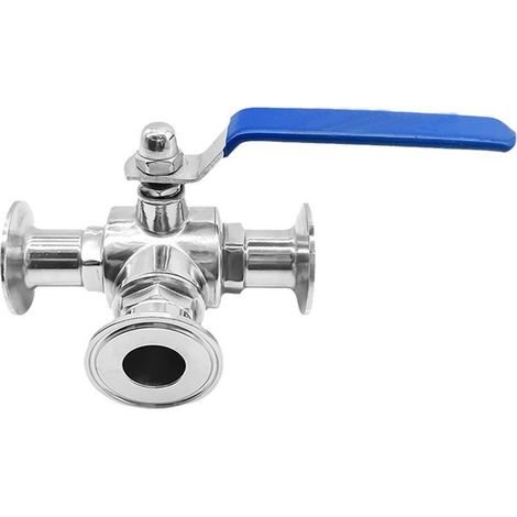 Valve à Boîte à Trois Voies - T-Port - Raccord Tri-Clamp 1,5 Pouces - Acier Inoxydable - Pour Systèmes Tubulaires 19 mm et 25 mm - 1 Pièce (1/5)