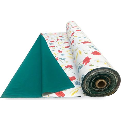 TESSUTO tenda SOLE STAMPATO con PAPAVERI e VERDE UNITO da un Lato da esterno GIARDINO balcone A METRO altezza cm. 300