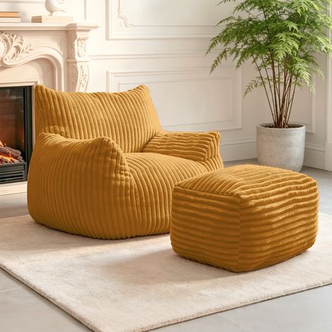 Sofá ergonómico de 5 zonas, compacto para espacios pequeños, de franela amarilla. (1/5)