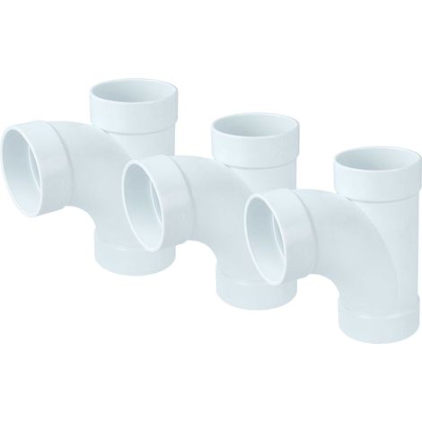 vhbw 3x T-Stück Abzweiger für Zentral-Staubsaugeranlage, innen/innen/innen, 50,8mm Durchmesser/ 2'' Rundrohrsystem
