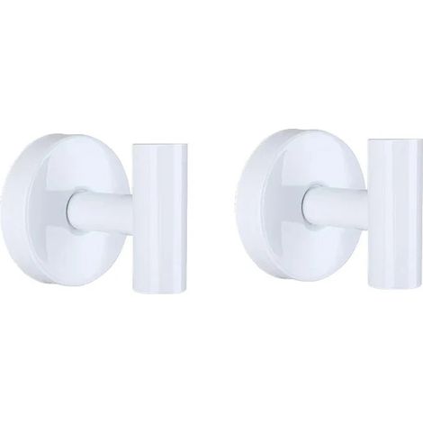 (Lot de 2 crochets à ventouse en acier inoxydable blanc) - Fixation murale sans perçage - Porte-serviettes suspendu pour salle de bain et cuisine (1/5)