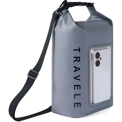 Accessoires de piscine Pochette étanche pour téléphone (grise), sac bandoulière d'extérieur, sac étanche à l'humidité pour la plage, le camping, la natation et les activités de plein air (1/4)