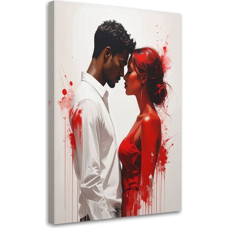 Wandbild Verliebtes Paar weiß und rot küssen 20x30 (1/5)