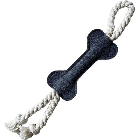 interactif chien Rope jouet – Felt Bone Shape – pour nettoyage des dents chiot dentition – Gris foncé (1/5)