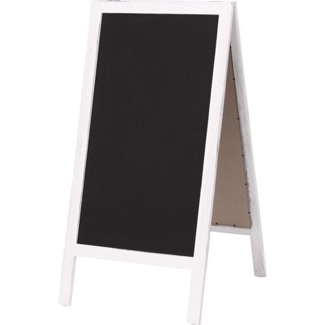 Panneau publicitaire tableau à craie noir 2 surfaces d'écriture pliables 100x50cm blanc vieilli 040005623