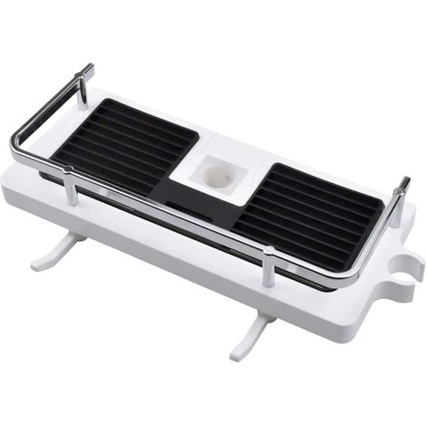 Étagère de Douche, Étagère Douche sans PerçAge, Etagere Telescopique Douche Plastique, Support de Douche avec 2 Crochets, pour 20-25mm Rail de Douche (1/4)