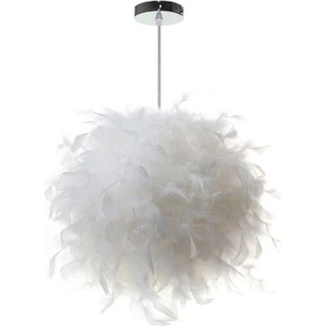 KLVGTIFS PU - Pack Suspension Plume Blanche 30cm Lustre Suspension Abat-Jour E27 Plafonnier Pour Chambre, Salon, Salle À Manger, SalleL131 (1/5)