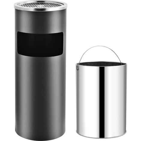 Ashtray Dustbin 30 L Steel Grey vidaXL