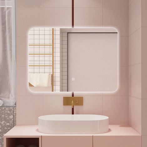 AICA 70 X 50CM SPECCHIO DA BAGNO CON LED, RETTANGOLARE, TOUCH, MEMORIA, DIMMERABILE, RETROILLUMINATO (1/5)