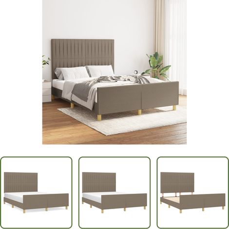 Kopfteil - Bettgestell ohne Matratze Taupe 140x200 cm Stoff (1/5)