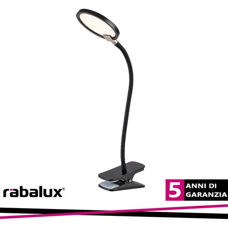 Lampada da scrivania LED 7W touch clip dimmer nera Rabalux (1/3)