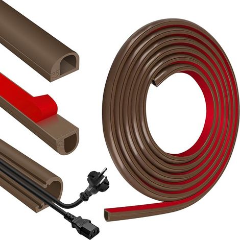 Adhesive Cable Duct for Electric Wire Cover, Flexible Cable Chutch, Side Opening for Electric Wire (14 mm x 10 mm x 1 m, Brown) (1/5)
