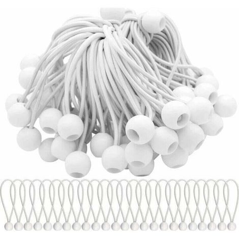 Set mit 40 Gummiseilen, elastischen Seilen mit Gummikugeln, Gummikugeln für Markisen, Zelte, Banner und Planen - Crezuo