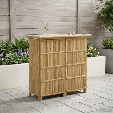 vidaXL Outdoor Bar Table Natural 115 x 55 x 105 cm Bamboo