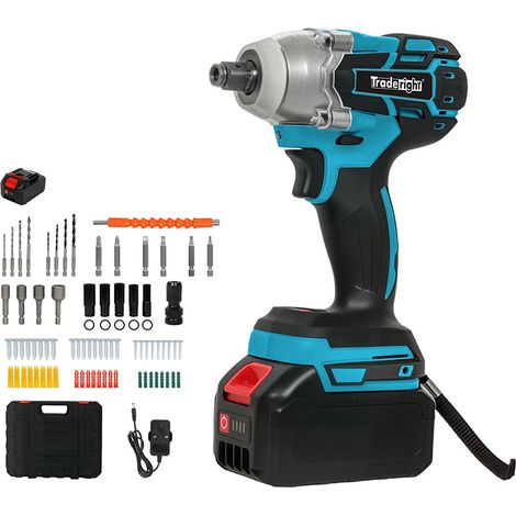 Traderight 21V Brushless Impact Wrench Drill 1/2" Rattle Gun 4.0Ah Battery Kit