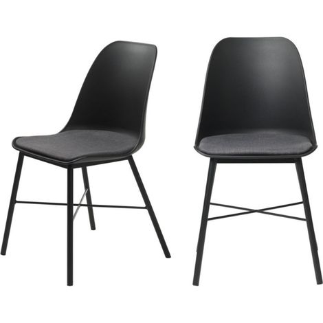Lot de 2 chaises en plastique et métal - Noir - CURVI (1/5)