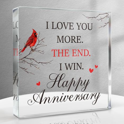 Cadeaux de mariage d'anniversaire au cardinal pour femmes et hommes, couple, femme, mari, petite amie, petit ami, plaque carrée en acrylique pour décoration de maison ou de chambre à coucher (1/5)