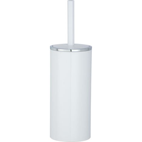 Brosse WC silicone blanche – Tête remplaçable Ø 7,5 cm – Plastique durable et silicone antibactérien – Nettoyage en profondeur