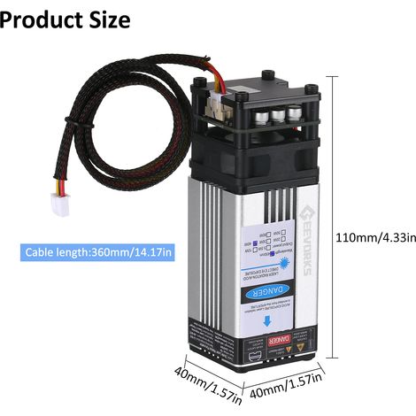Module laser 40W 450nm avec tête de gravure à focalisation fixe de haute précision pour plastique, cuir, bois et acrylique, pour machines de découpe CNC. (1/5)