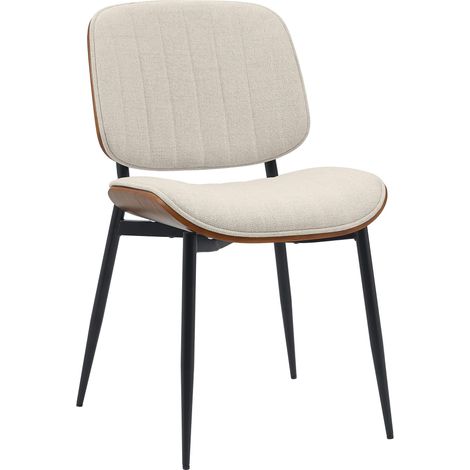 Sedia da pranzo x1 stile di design in tessuto color crema con legno di noce curvato – Comfort ed eleganza 100008765