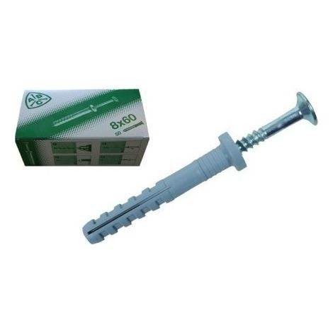 Taco Clavable Tornillo Cabeza Avellanada 08X080Mm Nylon Spax 50 Pz