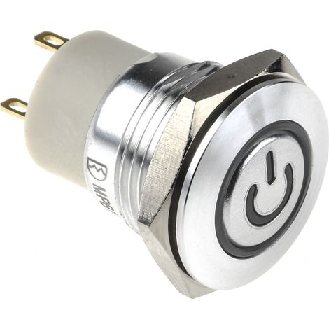 Bouton-poussoir, Verrouillable lumineux, LED Vert, Unipolaire à une direction, 2 A, Montage panneau ( Prix pour 1 )