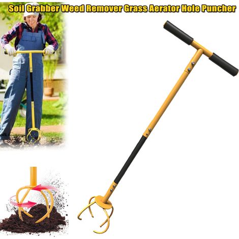 Aérateur et pince à gazon entièrement en acier : griffes haute dureté fixées par vis à double rangée, rallonge télescopique – outil indispensable pour le jardinage et l'ameublissement du sol (1/5)