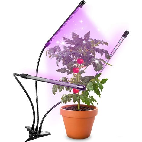 Lampe de croissance horticole triple à pince 60W Ampoules LED 3 modes bleu rouge mixte Intensité ajustable Prise USB Lumière de culture pour plante fruit légume fleur herbe (1/3)
