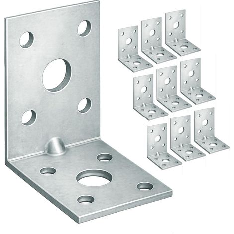10 x Equerre d'assemblage renforcée (50 x 50 x 35 x 2) Equerre de Fixation Angle Droit Support en forme de L, Équerre Angle 90 Degrés en Acier, Équerre de Coin (1/2)