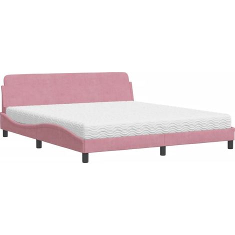 Maison Exclusive - Letto con Materasso Dover Rosa 180x200 cm in Velluto