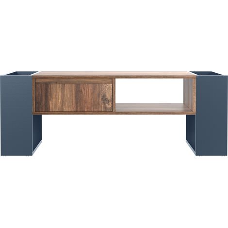 Tavolino da salotto in legno e grigio antracite con cassetto e doppio vano contenitore (1/5)
