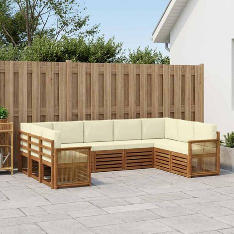 vidaXL Ecksofa Set mit Kissen 7 pcs Natur und Creme (1/5)