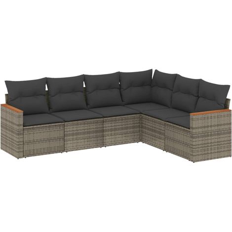 Maison Exclusive - 6-tlg. Garten-Sofagarnitur mit Kissen Grau Pol