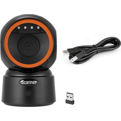 Lecteur de codes-barres QR 2D sans fil Bluetooth mains libres omnidirectionnel USB, écran QR 1D (1/4)