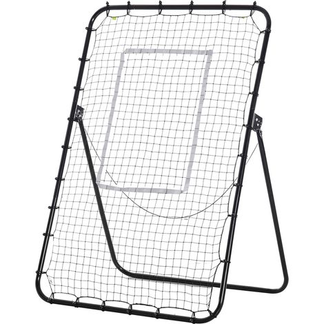 Red de rebote de fútbol ajustable, altura y ángulo regulables, portería plegable, estacas de fijación incluidas, 123 x 73 x 178,5 cm, blanco y negro.