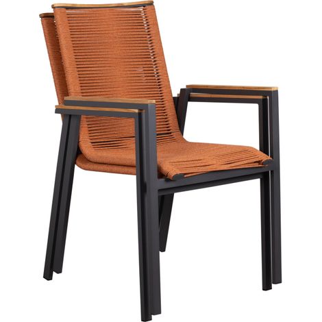 deVries 2x ""MONTANA"" Stapelsessel Gartenstuhl Relaxsessel 55 x 66 x 87 cm terra